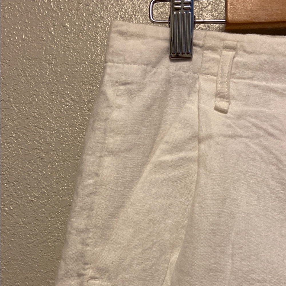 LOFT White Tailored 100% Linen Summer Shorts with Belt 3472 - Picture 3 of 7